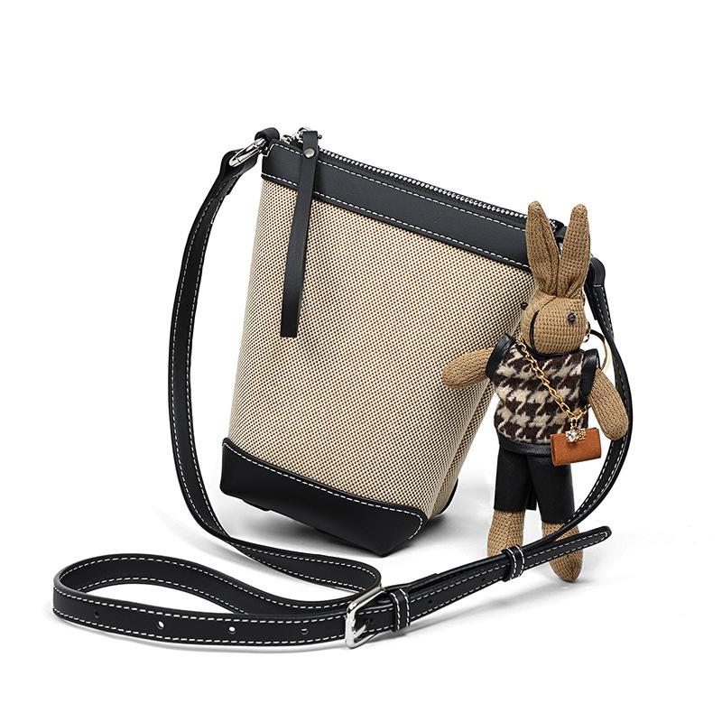 Female Crossbody Bag Female Canvas Bucket Bag Spring Summer High-grade Lightweight Bag