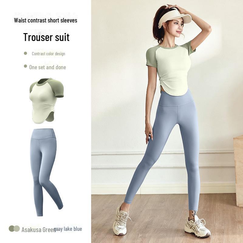 

Juyitang женский тонкий телесный топ для йоги и фитнеса с коротким рукавом Small