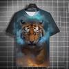 Animal Men's T-shirt 3d Tiger Print Men's Tops Casual Short Sleeve Simple T-shirt Summer Round Neck T-shirt Men's Ultra Clothing