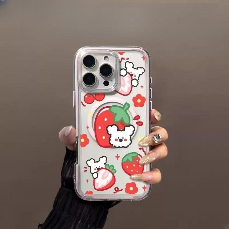 Cute strawberry puppy colorful magnetic suction for Apple 16/15iphone13XR/MAX Huawei mobile phone case