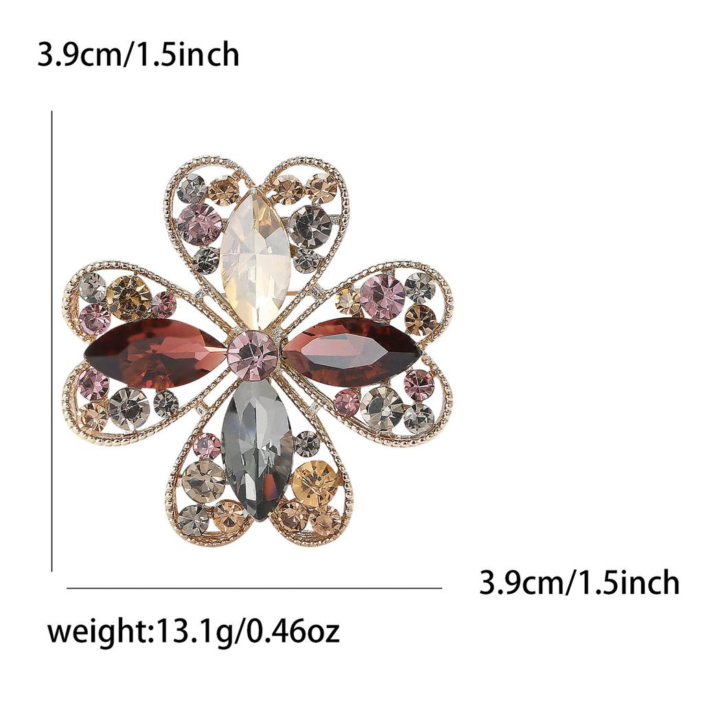Stylish Rhinestone Hollow Four Leaf Clover Brooches for Women Plant Pin Event Party Backpack Decoration Clothes Accessories