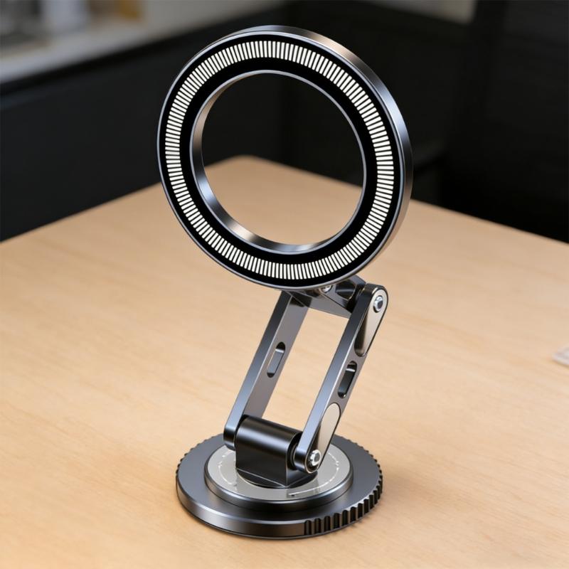 Adhesive Phone Holder Car Dashboard Mount Magnetic Foldable Stand 360 Degree Rotating Cellphone Holder Stand