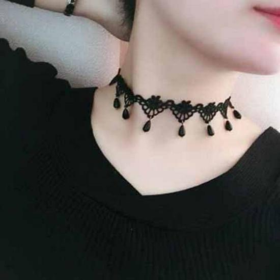 Handmade Black Lace Crystal Clavicle Necklace - European & American Popular Jewelry