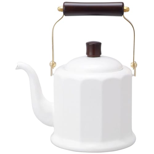 Nodahoro Royal Classic White Kettle, 2.0L, Enamel, Gas/IH Compatible, Made in Japan, RCL-50KW