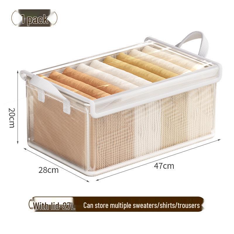 Transparent Mesh Storage Basket - Moisture and Dustproof Organizer for Clothes and Underwear