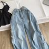 Edgy Hole Denim Loose Pants Women Autumn Newest Distressed Wide Leg Pocket Trendy Street Spicy Girl Y2K Casual Jeans
