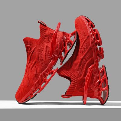Nouvelles chaussures de printemps populaires à lame respirante pour hommes grande taille chaussures de sport absorption des chocs semelle TPU tissage mouche hommes