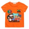 T-shirt Streetwear con Stampa Cartoon Toca Boca World 100% Cotone Cartoon Manga Manica Corta Ragazzi Ragazze Girocollo Magliette per Bambini Estate