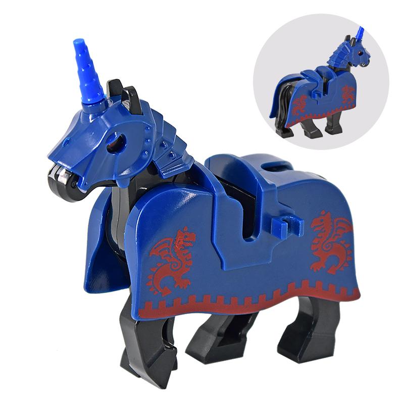 Jednotlivě prodávaný středověký rytíř římský válečný kůň Rohan zvíře stavebnice akční figurky DIY hračky pro děti dárky