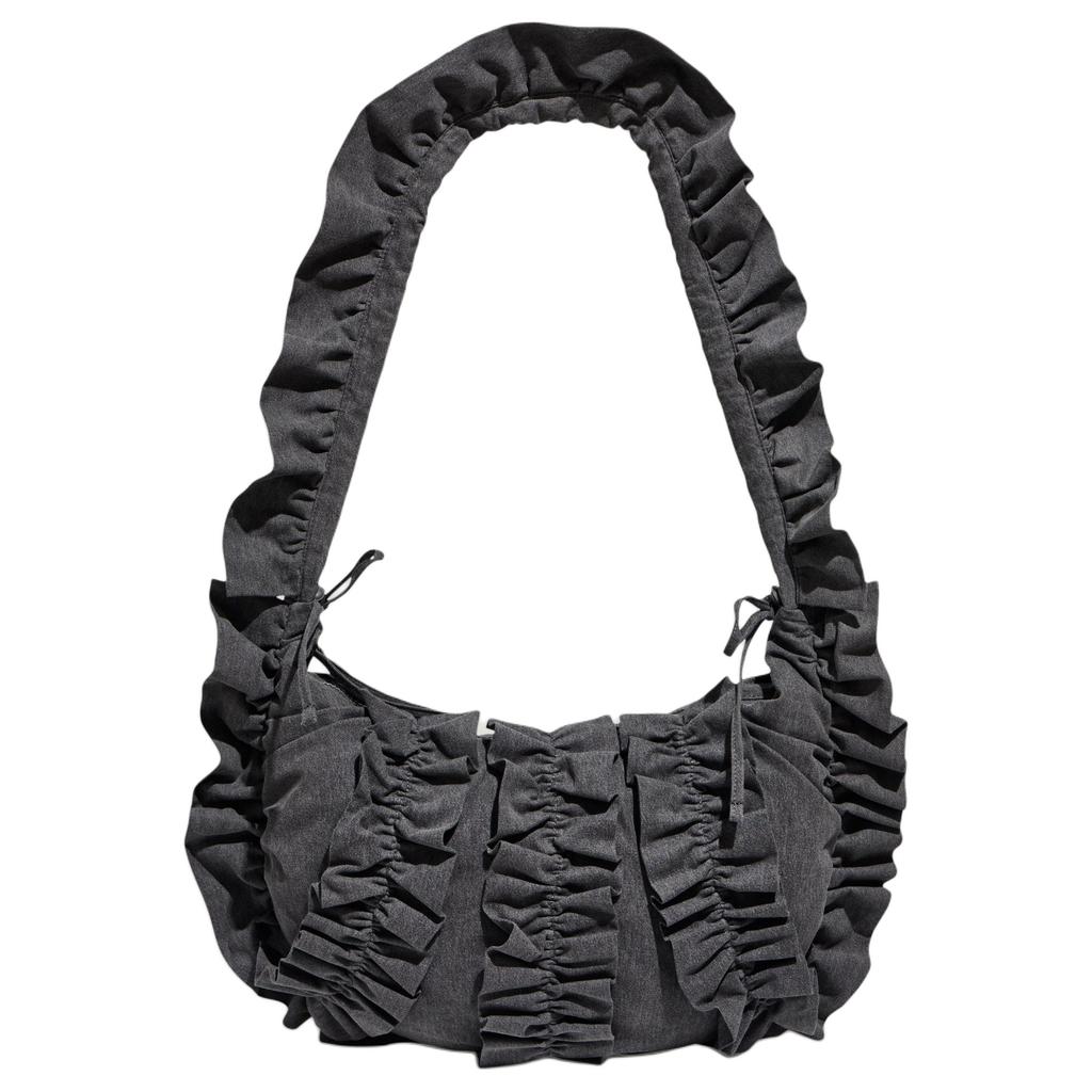 Adidas Originals RUFFLE Twill Handbag, Crossbody Bag Large Women's Charcoal Gray KX7014