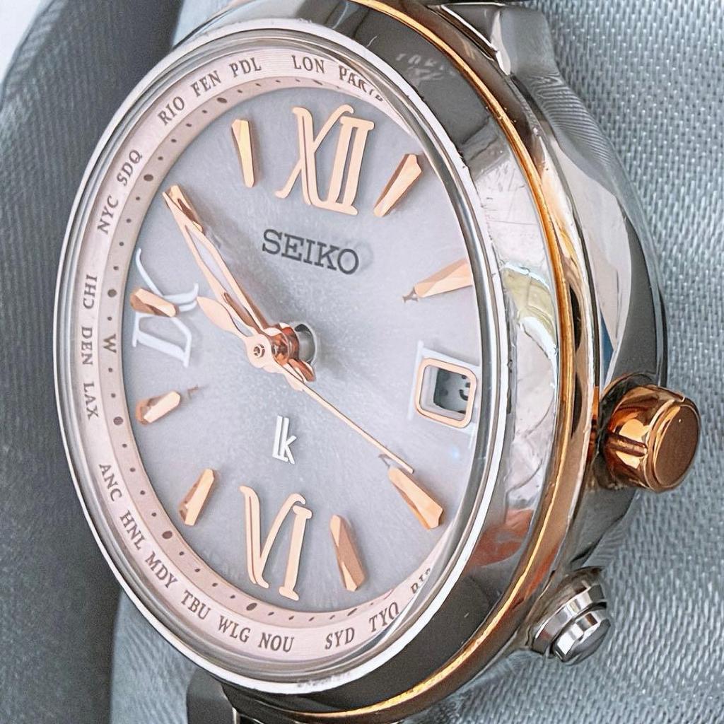 Used [Beautiful Item] SEIKO LUKIA Radio Solar IB25-0AK0 With Links Box Included