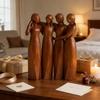 Funny Resin Sisters Figurine Realistic Cartoon Friendship Sculpture Natural Texture Imitation Wood-carved Ornament Courtyard