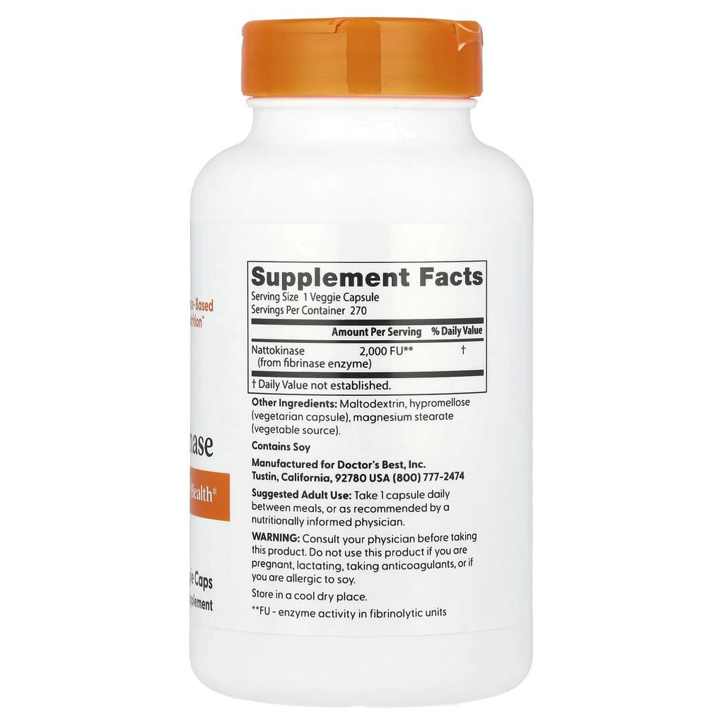 Doctor's Best Nattokinase, 2,000 Fu, Veggie Capsules 270