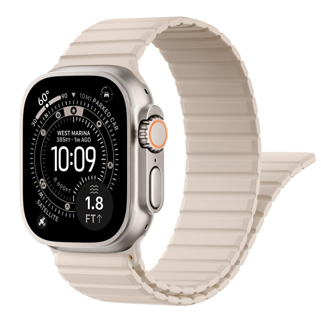 Magnetic Silicone Sport Watch Band for Apple Watch All Series 38/40/41/42/44/45/46/49mm Waterproof Breathable Replacement Wrist Strap