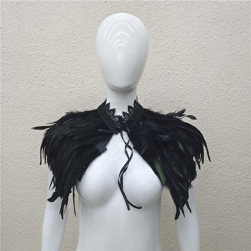 Halloween Masquerade Feather Cape Shawl Bolero with Optional Multi-Color Choices