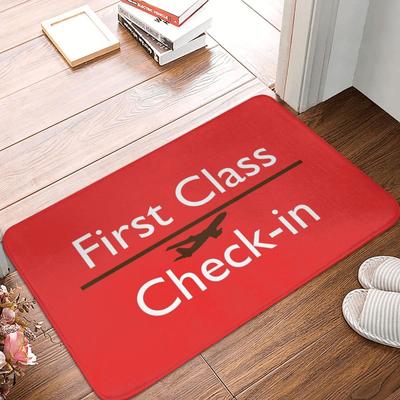 FIRST CLASS Check-in Doormat Entrance Door Carpet Anti-slip Floor Decor Bathroom Kitchen Bath Mats Children Bedroom Furry Carpet
