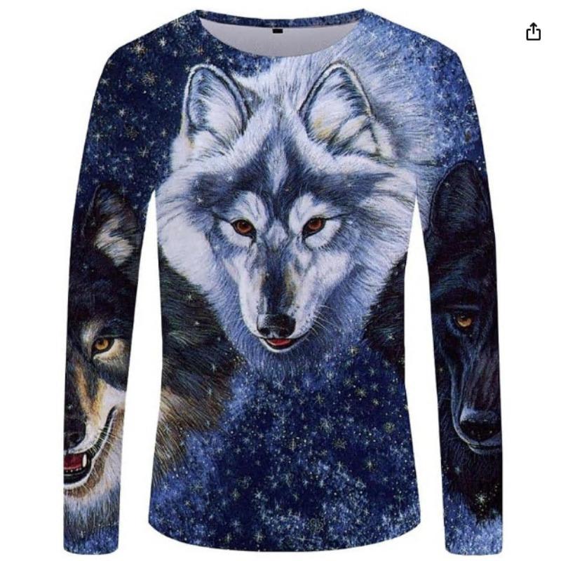 Men's Spring and Autumn Long Sleeve T-shirt Men's Loose Round Neck Hoodie 3D Printed Printed Long Sleeve Top