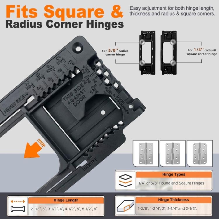 Door Hinges Jig Door Hinge Routing Jig Door Hinge Mortiser Kits Template for 2-1/2inch-6inch Length 1-3/8 to 2-1/2