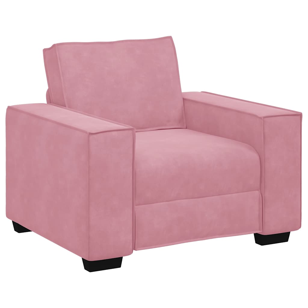 3 Piece Sofa Set with Cushions Pink Velvet