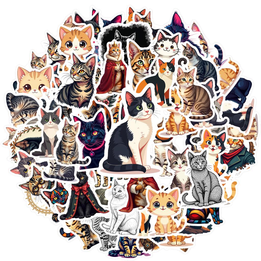 35-70pcs Lifelike Cat Stickers Cute Meow Style Graffiti Waterproof Decoration Diy Luggage Computer Phone Skateboard Sticker