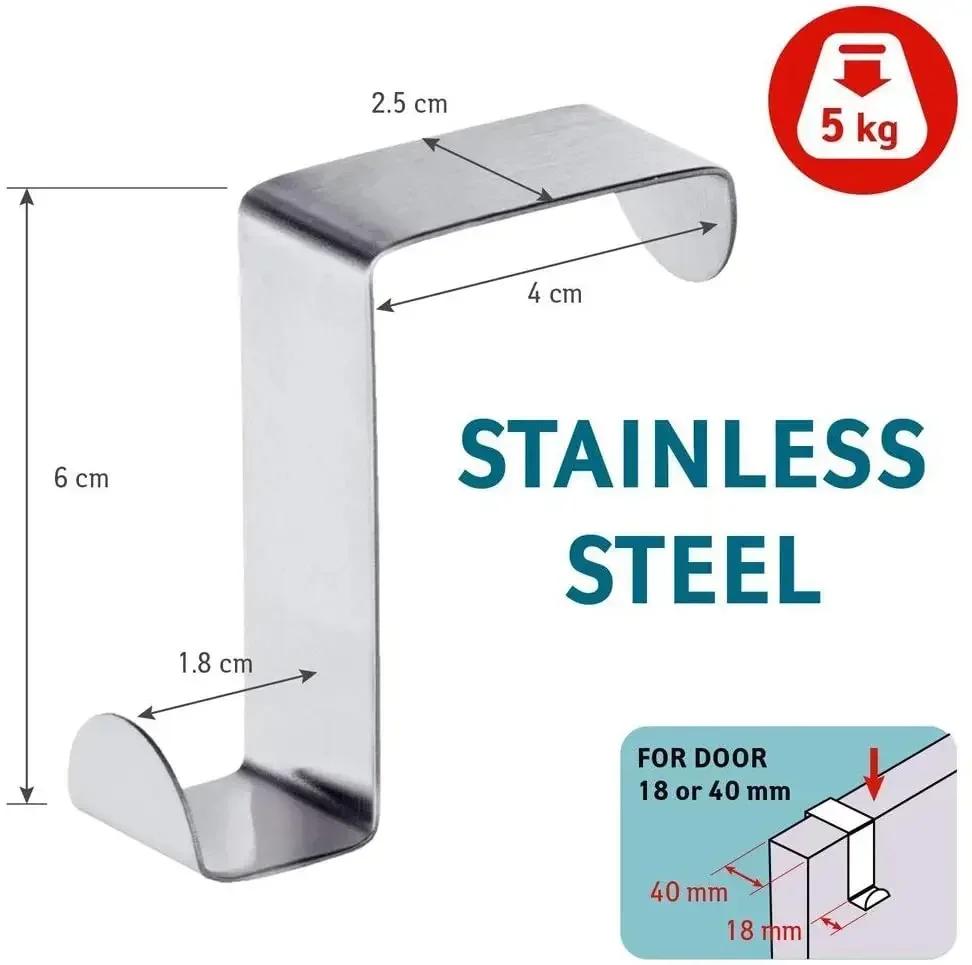 Drawer Reversible Stainless Steel Hooks, Cabinet Door Towel Racks, Office and Kitchen Shelves