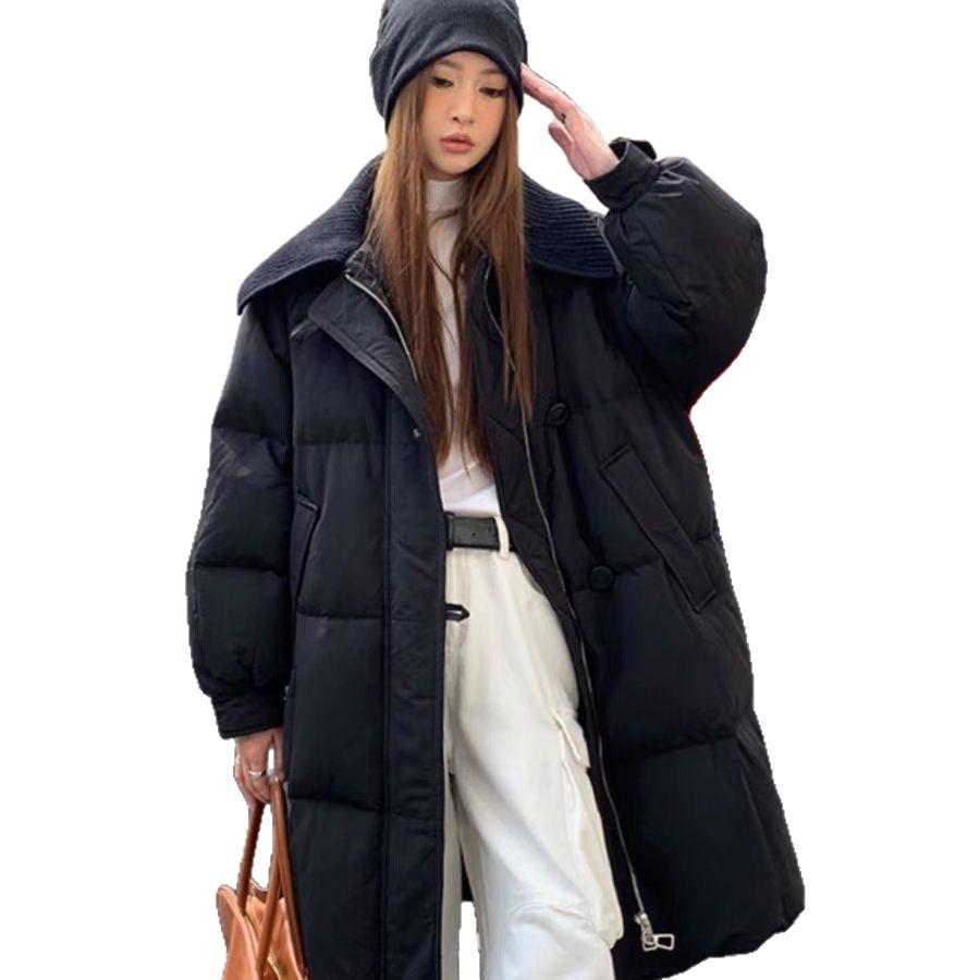 2025 new thickened cotton-padded clothes women's medium and long over-the-knee winter down cotton-padded jackets loose coats
