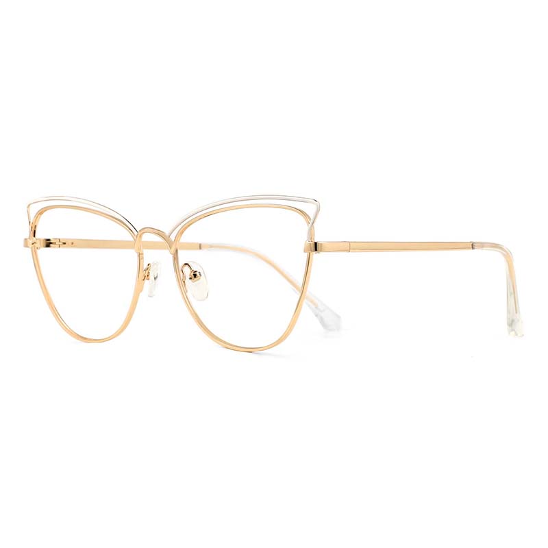 

53543 Кошачий глаз анти-синий свет металлическая оправа женские очки декоративные женские рабочие компьютерные очки белый