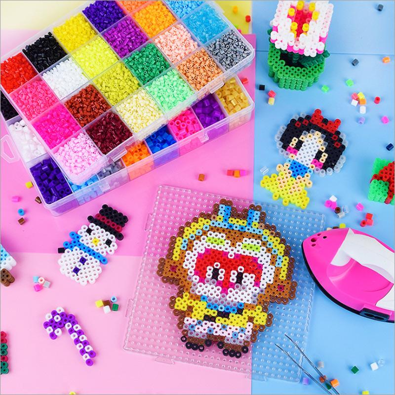 Yantjouet 2.6mm 24colours Pearl Plate Kits 13200pcs Puzzle Hama Perler Beads Set Box Pegboard Iron Beads Fuse Gift children Toy