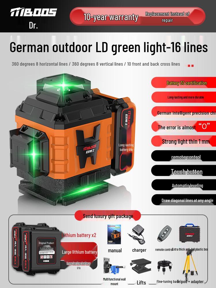 Nível Laser Infravermelho Automático de Alta Precisão de 12 Linhas para Uso Interno/Externo