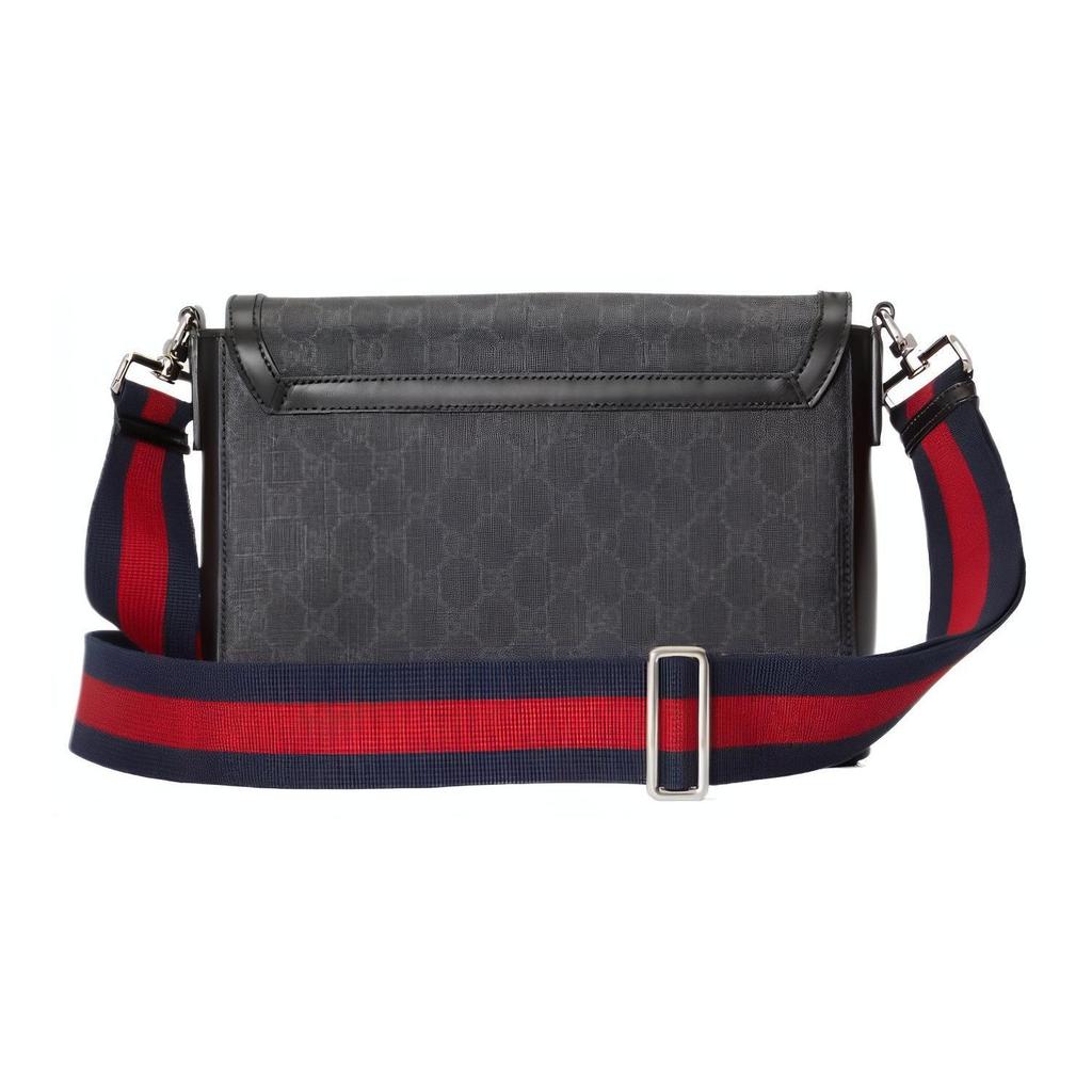 Gucci Letter Logo Magnetic Flap Closure Canvas And Leather Shoulder Crossbody Bag Men Bags Black 771167-K5RLN-1095