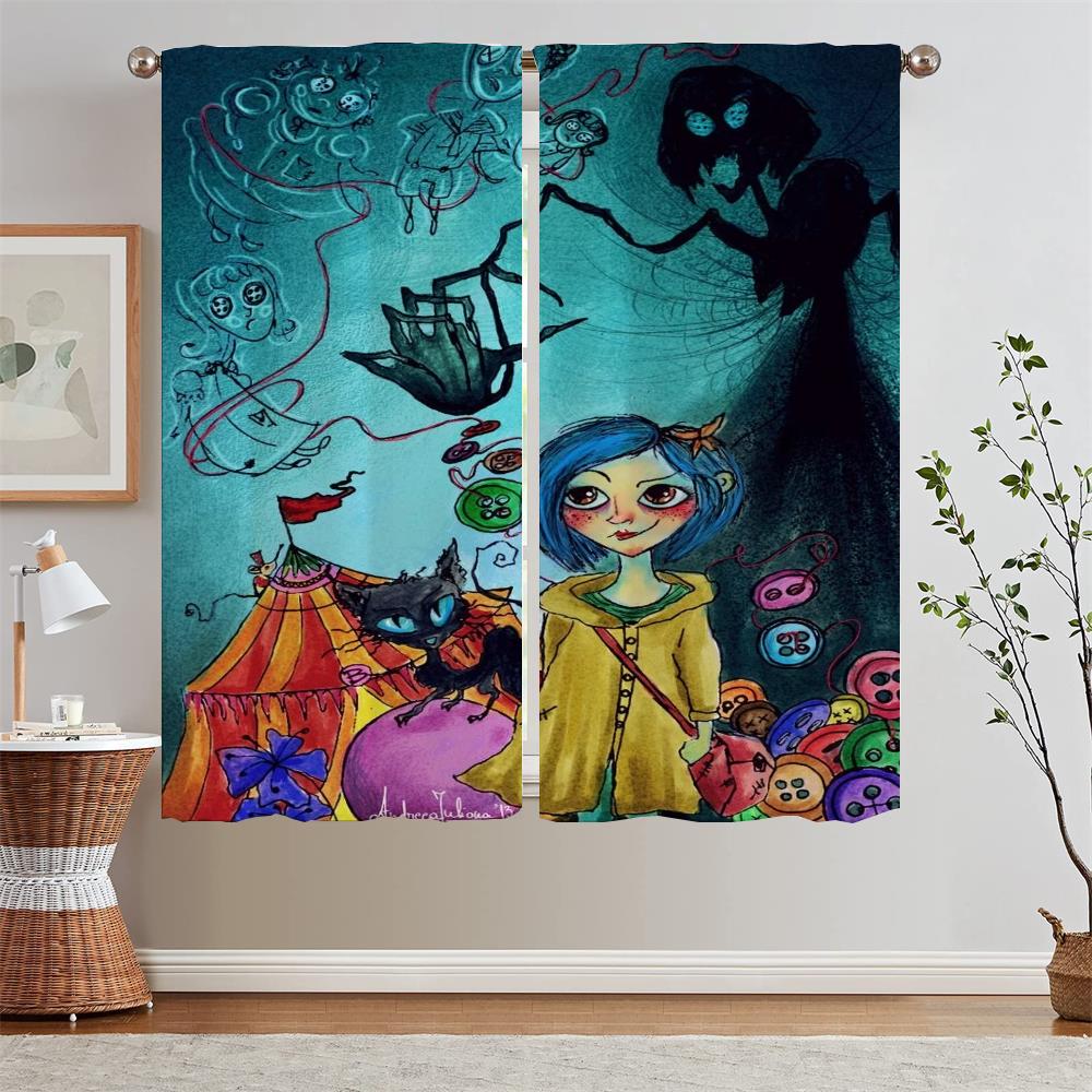 Coralines2 Cabinets for Living Room Decoration Children's Room Curtains Blackout Bathroom Curtain Tiebacks Window Sheer Curtains