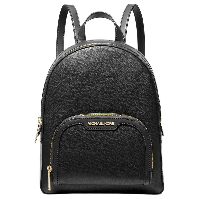 MICHAEL KORS Jaycee gold letter logo logo zipper pebbled leather school bag backpack backpack medium size women s black чёрный