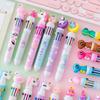 Office School Supplies Creative Cartoon Silicone 10-color Ballpoint Pen Cute Press Ballpoint Student Gift Kawai Stationery