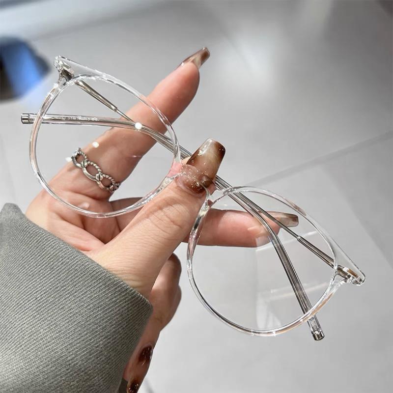 Plain Brown Glasses Frame Female Ultra Light Glasses Frame with Myopic Glasses Option Fashion Anti-Blue Light Glasses