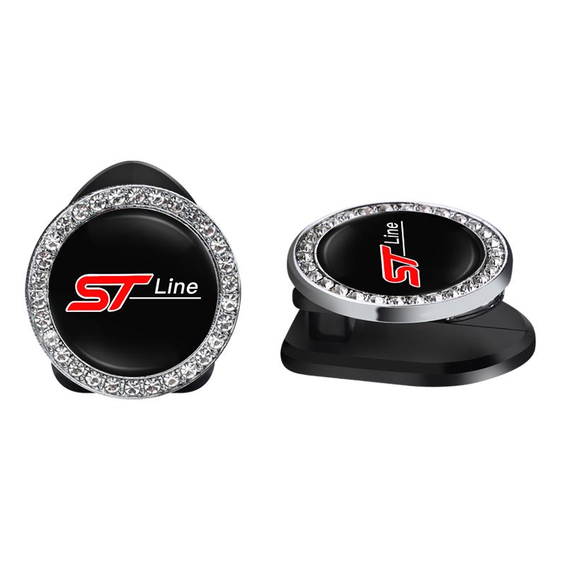2 Stück Kristall-Dekoration Auto-Emblem Selbstklebend Kleine Aufbewahrungshaken Für Ford ST Line Focus Mustang Fiesta Puma Ranger Kuga MK7