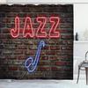 American Woman Jazz Shower Curtain African Black Girl Singing Jazzist Afrocentric Black Art Grunge Style Bathroom Curtains Decor