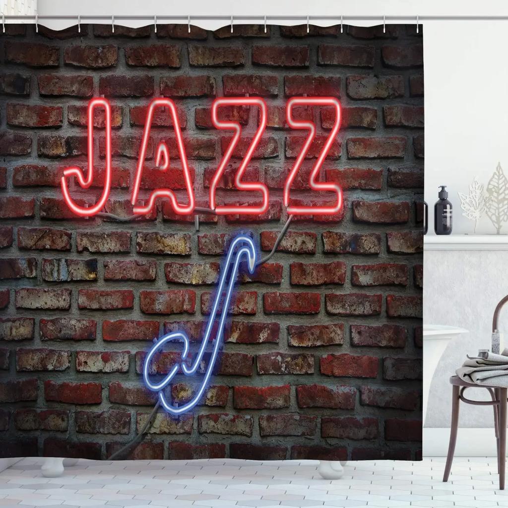 American Woman Jazz Shower Curtain African Black Girl Singing Jazzist Afrocentric Black Art Grunge Style Bathroom Curtains Decor