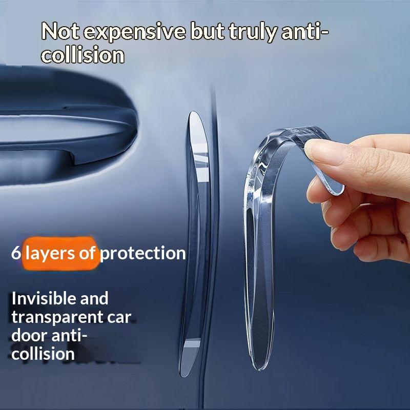2/4Pcs Car Door Anti-Collision Strip Mirror Door Border Collision Scraping Corner Guard Silicone Protective Anti-Scratch Sticker