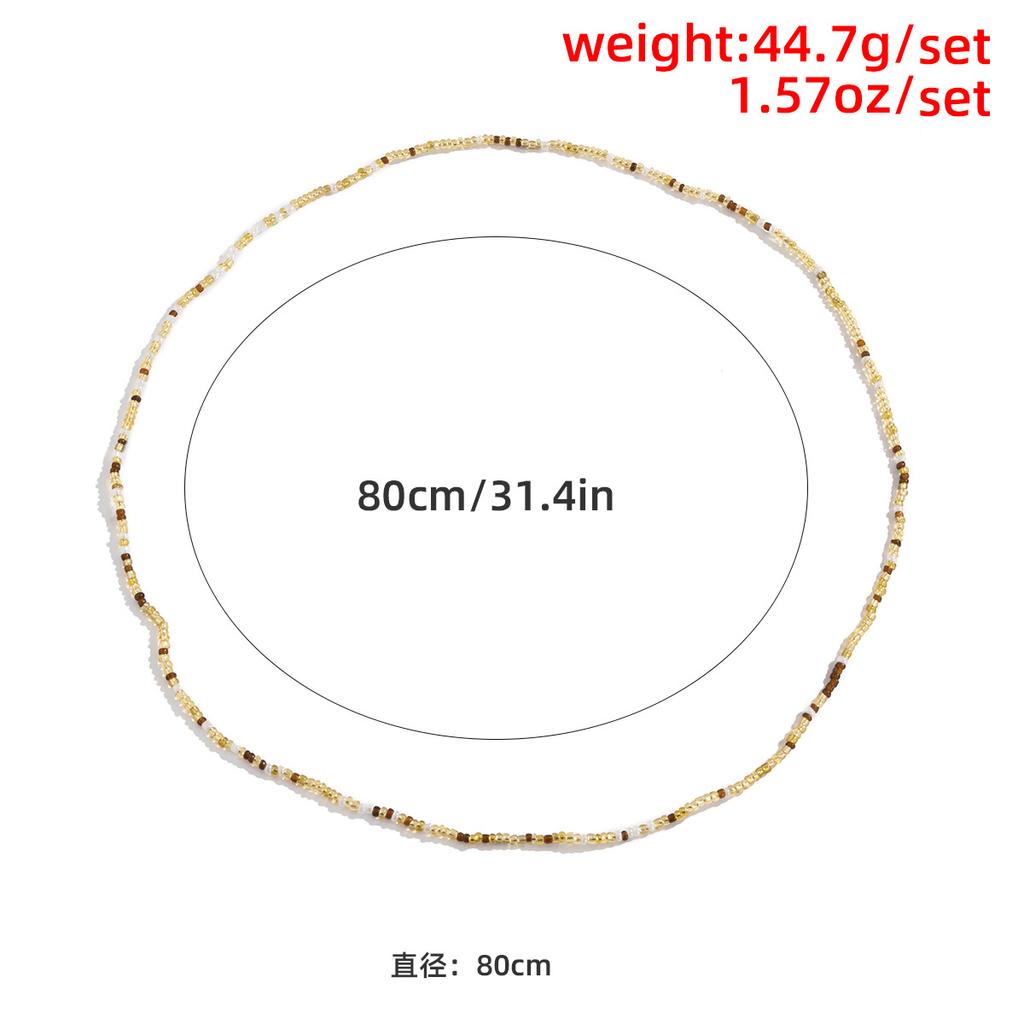 Trend Mixed Color Rice Bead Waist Chain Women, Beach Vacation Wind Shell Pendant Body Chain Set