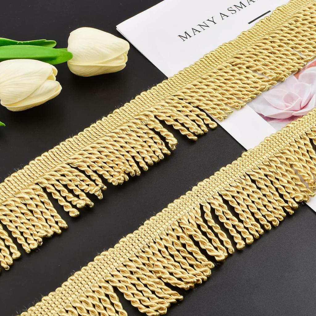 WANDIC Fringe 13M Polyester Metallic Fringe Trim for and Crafts Trim, Curtains, Sofas,