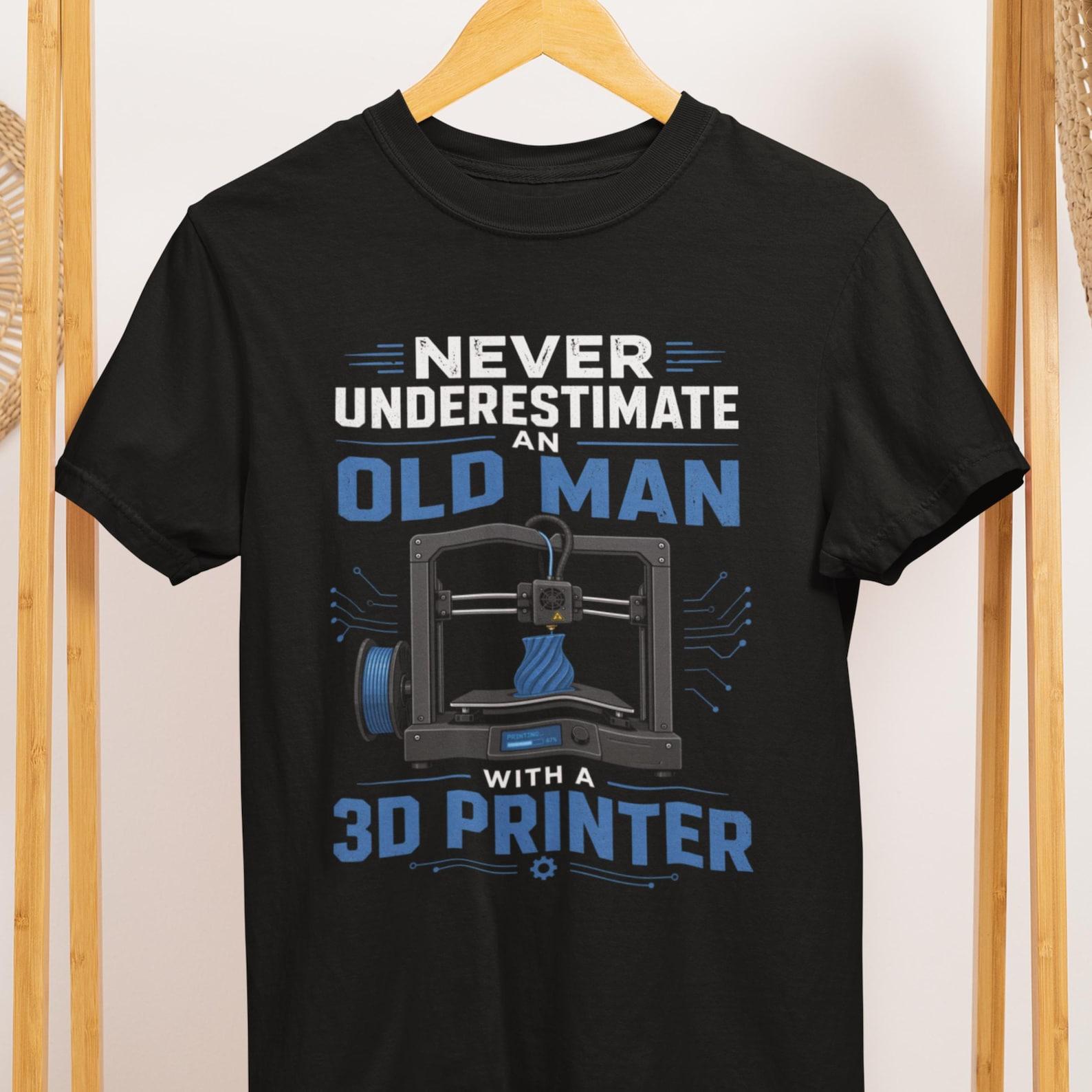 Old Man 3D Printer T-Shirt, Maker Engineer Hobbyist Tee, Comfort Colors Garment-Dyed S
