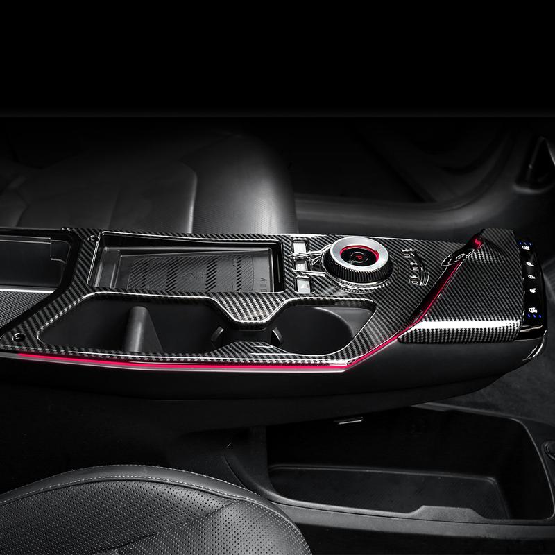 LHD/RHD For Kia EV6 -2026 Carbon Fiber Center Console Gear Shift Panel Cup Holder Cover Trim Interior Accessories