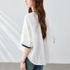 Latest Summer Style for Women Korean Style Comfortable Fit and Trendyable Sweet Five-point Sleeve Embroidered Blouse Versatile Everyday Top Cotton