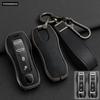 Zinc Alloy + Leather Car Key Case Cover Fob Holder For Cayenne Panamera 971 911 9YA Macan 718 Cayman Boxster 3 Remote