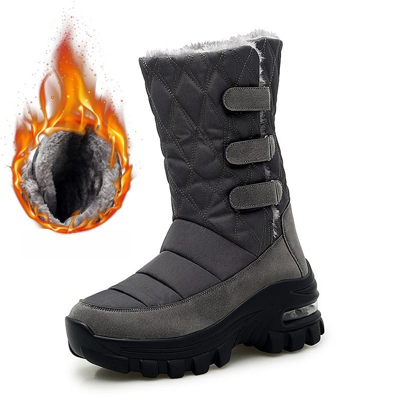 Winter Schneestiefel Damen Anti-Rutsch Warm Weich Plüsch Wanderschuhe Damen Warm Halten Dicksohlig High-Top Outdoor Knöchelstiefel Damen