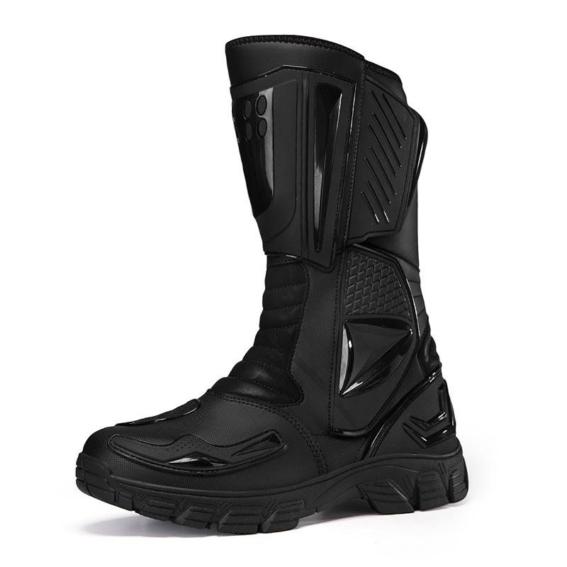 Unisex High-Top Off-Road Motorcycle Riding Boots with Rotary Buckle