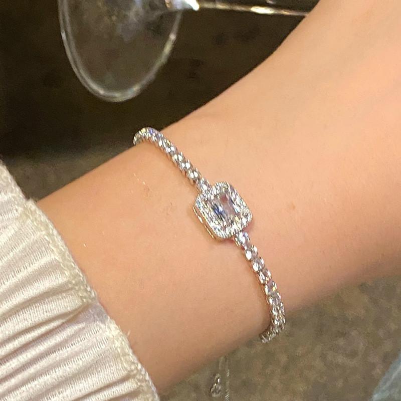 Geometric Zircon Square Adjustable Bracelet For Womens Fashion And Giftgiving