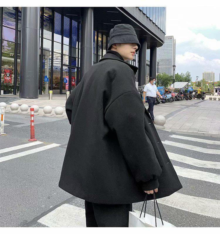 Men's Trendy Mid-Length Woolen Coat - Hong Kong Style, Autumn/Winter, Korean Version, Casual Fit, Handsome Look.