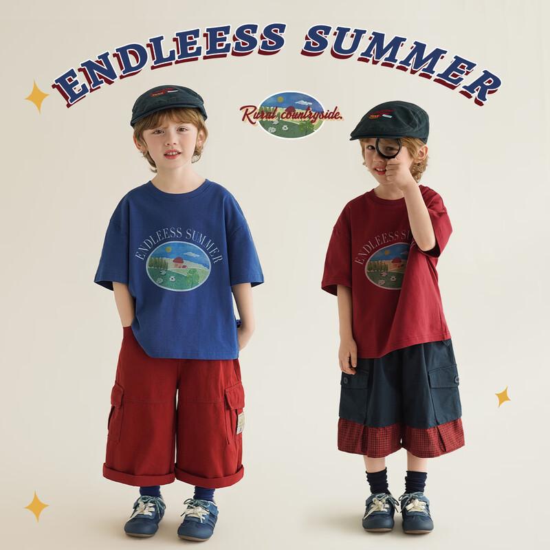 Kids  2026 Summer Pure Cotton Printed Short Sleeve T-Shirt 80