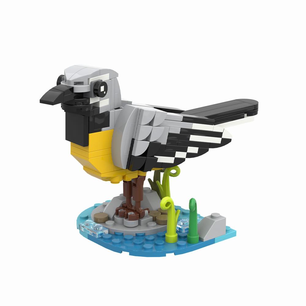 Gobricks MOC Grey Wagtail Building Blocks Animal Worlds Grey Wagtail Birds Bricks Model DIY Assembly Toys Kids Birthday Gifts